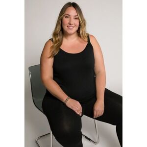 Ulla Popken Essential Spaghetti Strap Cami Black Plus Size 20/24 728664100